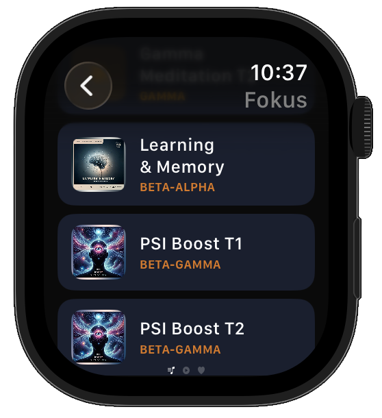 Bio-Tuning Apple Watch App - Fokus Kategorie