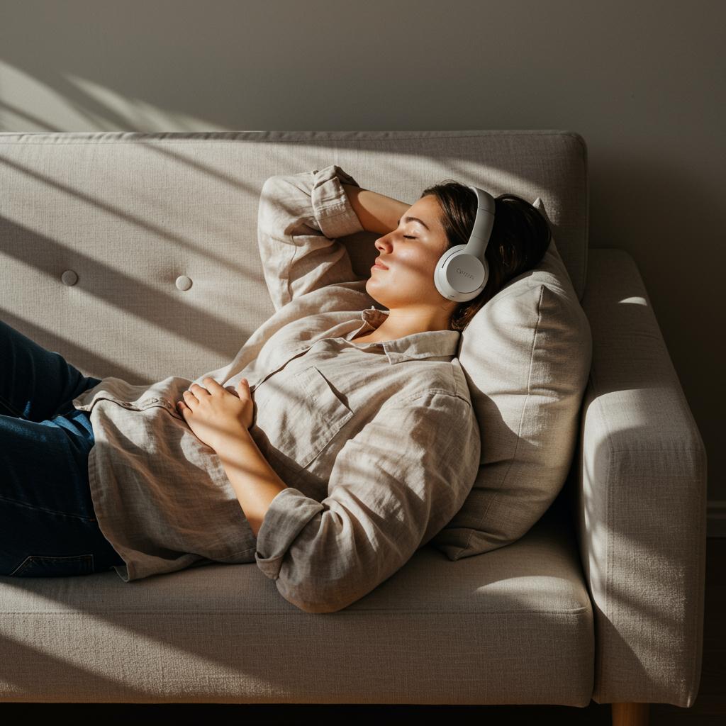 Client relaxing deeply during a Bio-Tuning sound frequency session